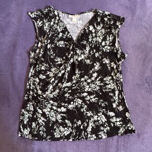 Emaline Floral Black, Green and White Women's Top